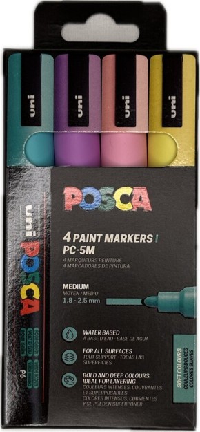 Uni-Ball Posca Μαρκαδόροι 4τμχ PC-5M4PSETSOFTCOLOR