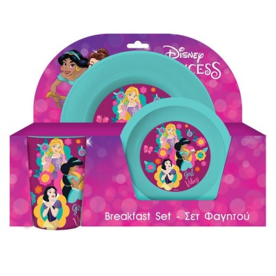 Διακάκης Σετ Φαγητού Princess από Πλαστικό Τιρκουάζ 3τμχ 000563784