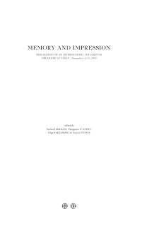 MEMORY AND IMPRESSION WALKING THROUGH LOCI AND IMAGES OF THE PELOPONNESE. PROCEEDINGS OF AN INTERNATIONAL COLLOQUIUM ORGANISED A