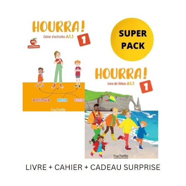 HOURRA! 1 SUPER PACK (LIVRE + CAHIER + CADEAU SURPRISE)