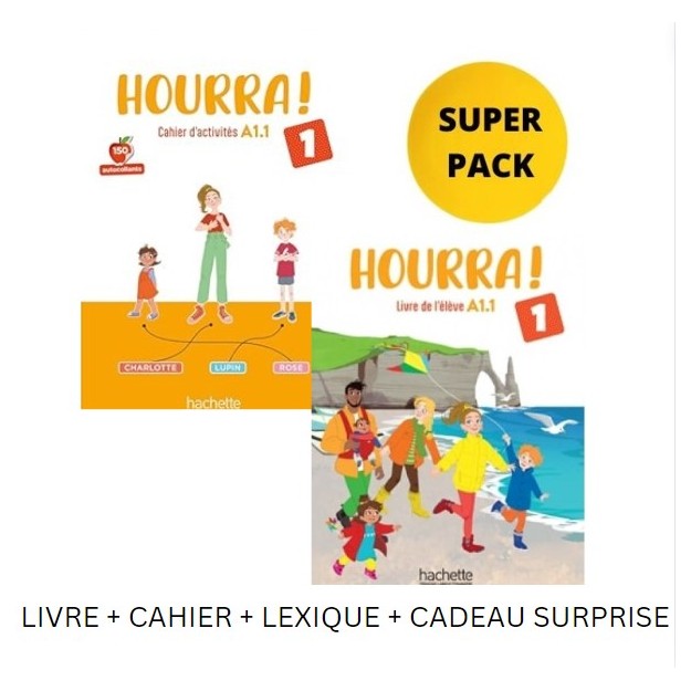 HOURRA! 1 SUPER PACK (LIVRE + CAHIER + LEXIQUE + CADEAU SURPRISE)