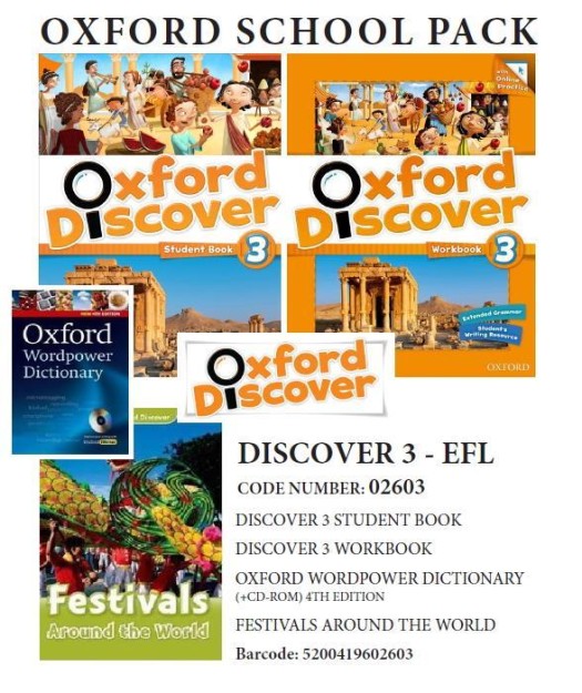 OXFORD DISCOVER 3 PACK EFL (SB + WB + READER: FESTIVALS AROUND THE WORLD+ OXF. WORDPOWER DICTIONARY+CD-ROM) - 02603