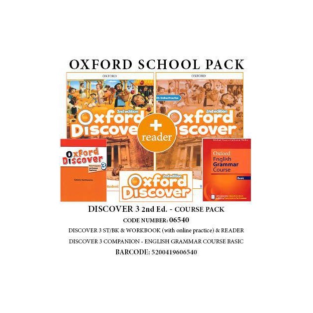 OXFORD DISCOVER 3 2ND ED COURSE PACK (SB + WB(+ON LINE) + ENGLISH GRAMMAR COURSE BASIC WO/KEY (+E-BOOK) + READER) - 06540